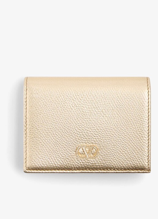 Valentino Garavani Portemonnee van kalfsleer met metallic finish