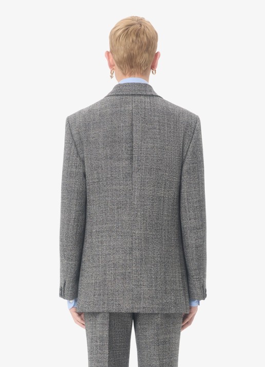 Valentino Garavani Regular fit colbert van scheerwol met gemêleerd dessin - achterkant zwart