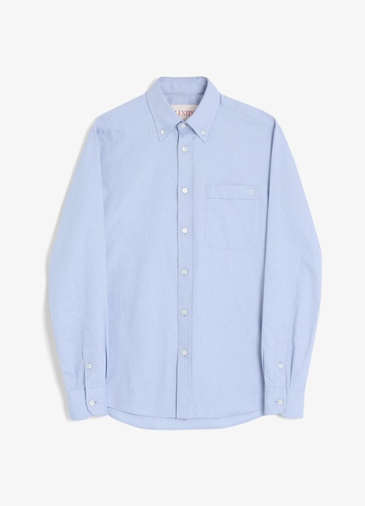 Valentino Garavani Regular fit overhemd met borstzak - voorkant 6 lichtblauw
