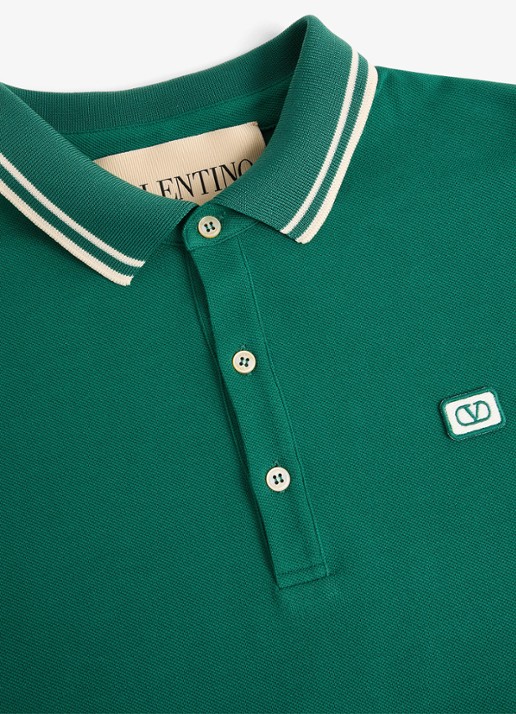 Valentino Garavani Regular fit polo met logo - detail 6 groen