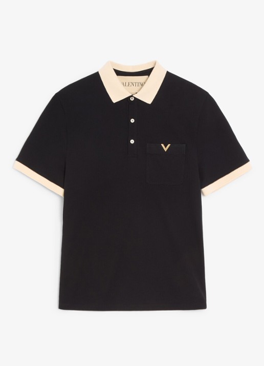 Valentino Garavani Regular fit polo van piqué katoen met borstzak