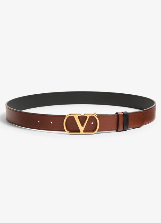Valentino Garavani Reversible riem van kalfsleer - detail bruin