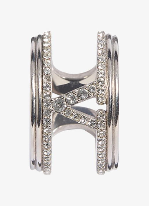 Valentino Garavani Ring met logo en kristal - detail 3 zilver