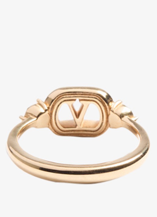 Valentino Garavani Ring met logo en kristal - detail 5 goud