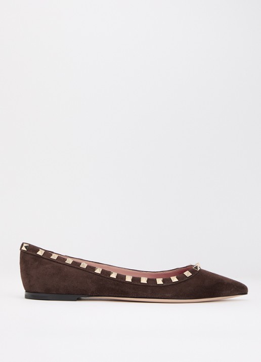 Valentino Garavani Rockstud ballerina van suède met studs