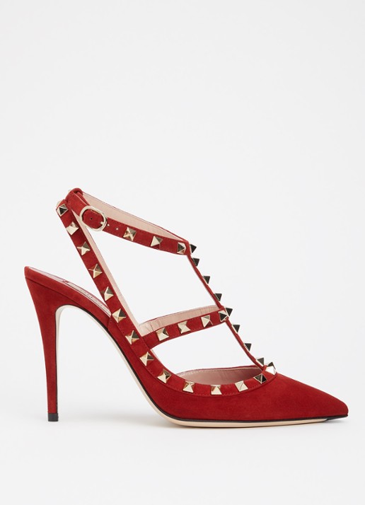 Valentino Garavani Rockstud pump van suède met studs