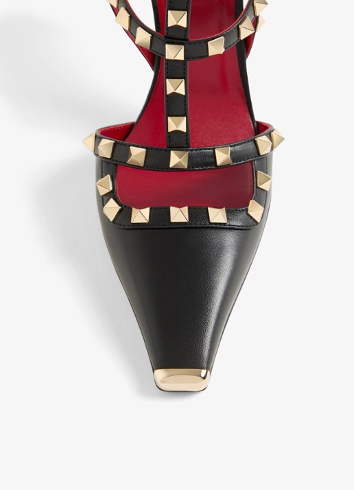 Valentino Garavani Rockstud sandalette van geitenleer met studs - detail 5 zwart