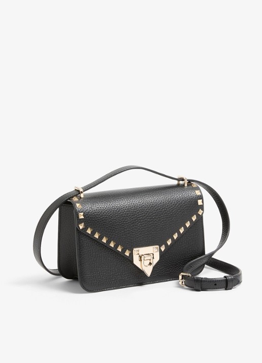 Valentino Garavani Rockstud Small schoudertas van kalfsleer - voorkant 2 zwart