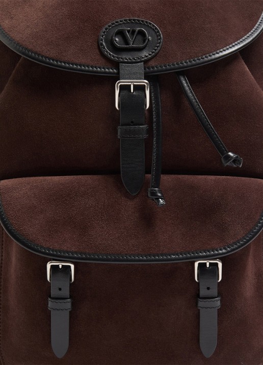 Valentino Garavani Rugzak van suède - detail 6 bruin