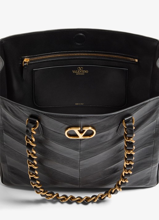 Valentino Garavani Shopper van lamsleer - detail 2 zwart