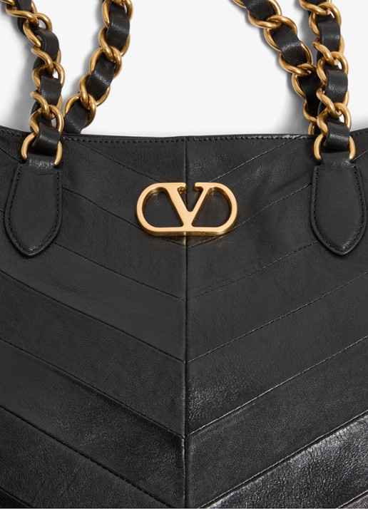 Valentino Garavani Shopper van lamsleer - detail 4 zwart