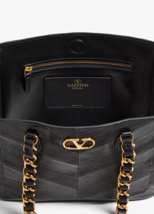 Valentino Garavani Shopper van lamsleer - detail 3 zwart