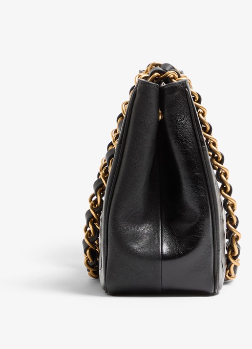 Valentino Garavani Shopper van lamsleer - detail 4 zwart