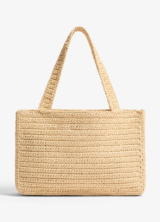Valentino Garavani Shopper van raffia - achterkant 8 beige