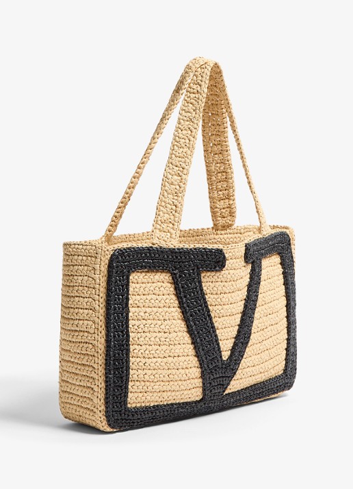Valentino Garavani Shopper van raffia - detail beige