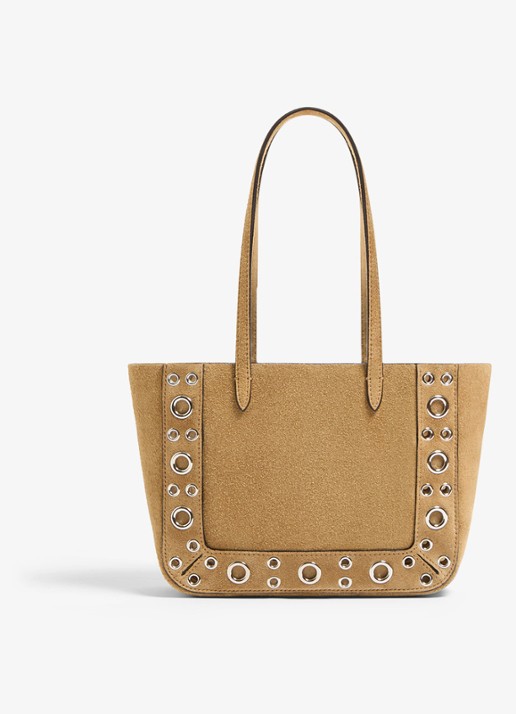 Valentino Garavani Shopper van suède met studs - achterkant 3 beige