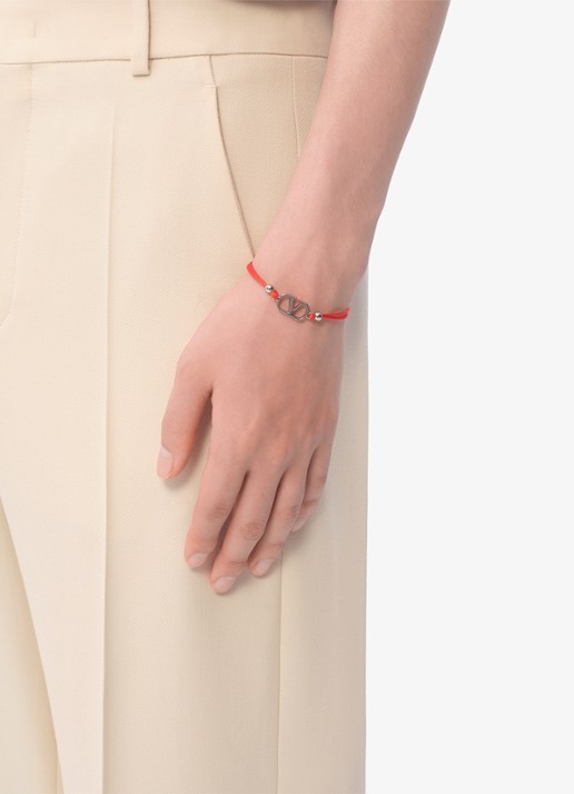 Valentino Garavani Signature armband met logo - voorkant 2 rood
