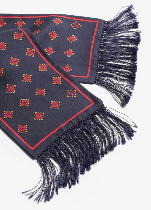 Valentino Garavani Sjaal van zijde 180 x 15 cm - detail 3 donkerblauw