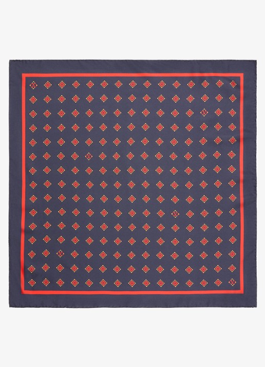 Valentino Garavani Sjaal van zijde met print 60 x 60 cm - detail 2 donkerblauw
