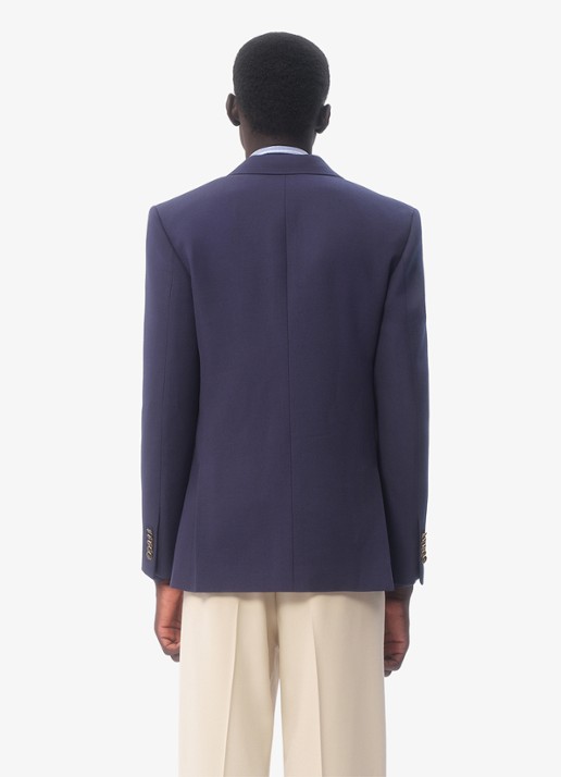 Valentino Garavani Slim fit colbert van scheerwol met opgestikte zakken - achterkant 8 donkerblauw