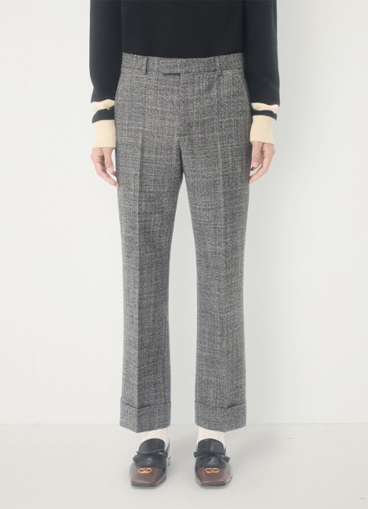Valentino Garavani Slim fit pantalon van scheerwol met gemêleerd dessin