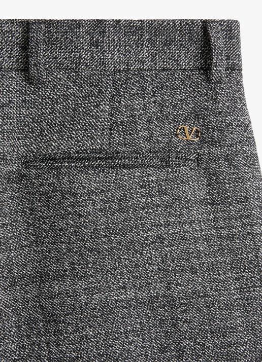 Valentino Garavani Slim fit pantalon van scheerwol met gemêleerd dessin - detail 6 grijsmele