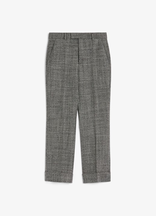 Valentino Garavani Slim fit pantalon van scheerwol met gemêleerd dessin - voorkant grijsmele