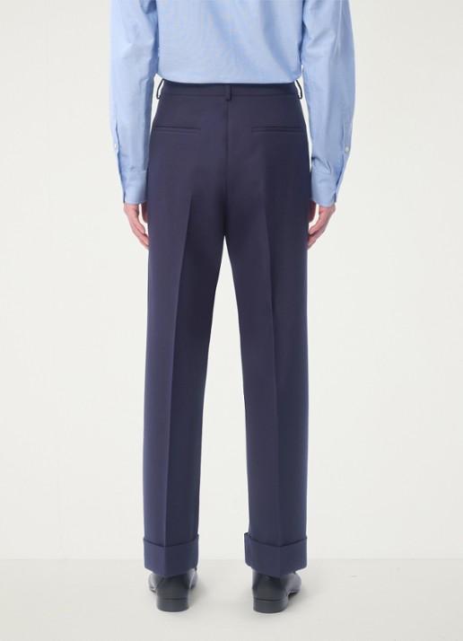 Valentino Garavani Slim fit pantalon van scheerwol met steekzakken - achterkant donkerblauw