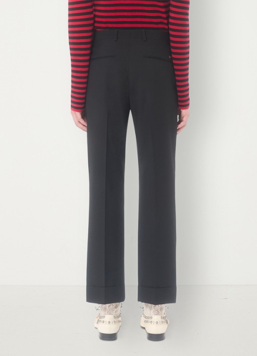 Valentino Garavani Slim fit pantalon van scheerwol - achterkant zwart