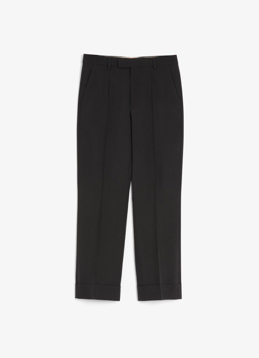 Valentino Garavani Slim fit pantalon van scheerwol - voorkant 2 zwart