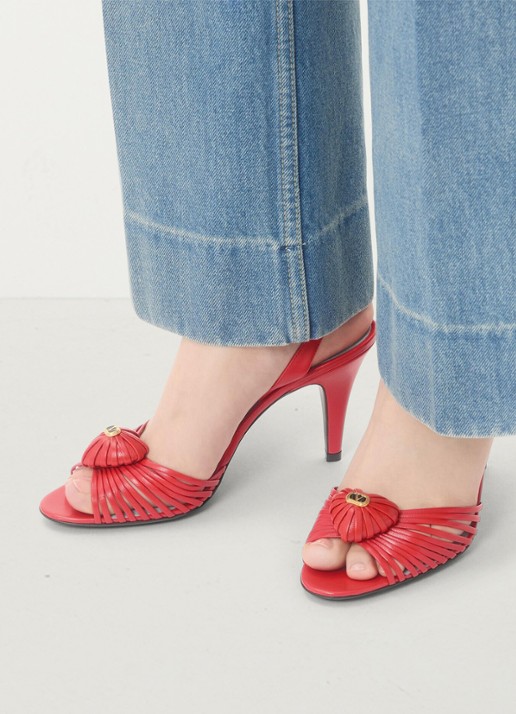 Valentino Garavani Slingback van geitenleer - voorkant 3 rood