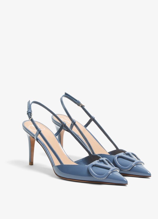 Valentino Garavani Slingback van kalfsleer met lakfinish - detail 2 blauw