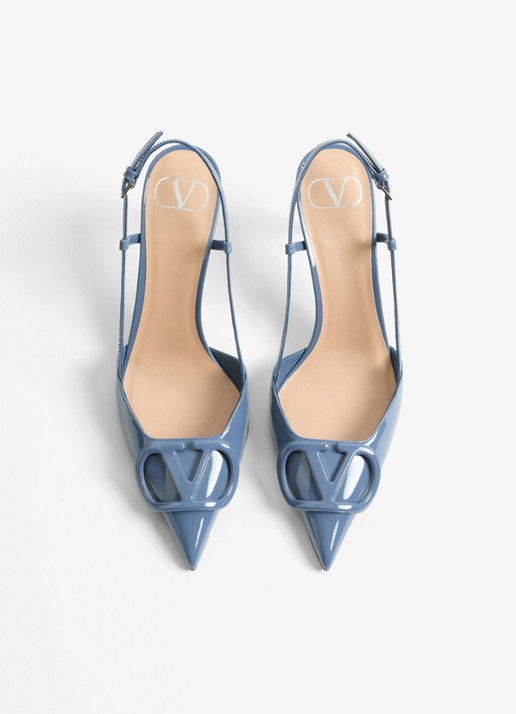Valentino Garavani Slingback van kalfsleer met lakfinish - detail 3 blauw