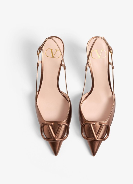 Valentino Garavani Slingback van schapenleer met metallic finish - detail 3 metallic