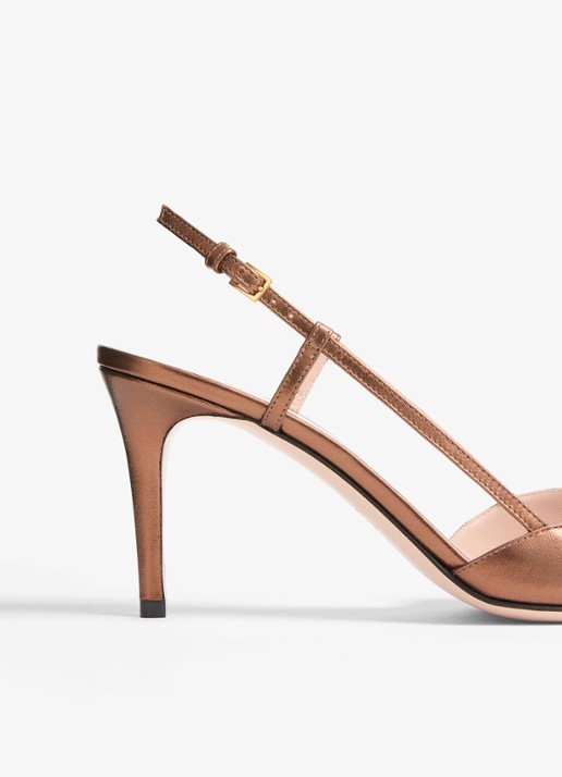 Valentino Garavani Slingback van schapenleer met metallic finish - detail 5 metallic