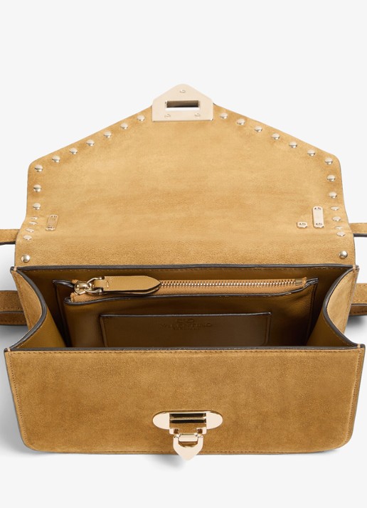 Valentino Garavani Small crossbodytas van lamssuède - detail 5 camel