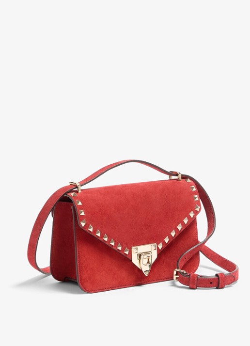 Valentino Garavani Small crossbodytas van lamssuède - voorkant 3 rood