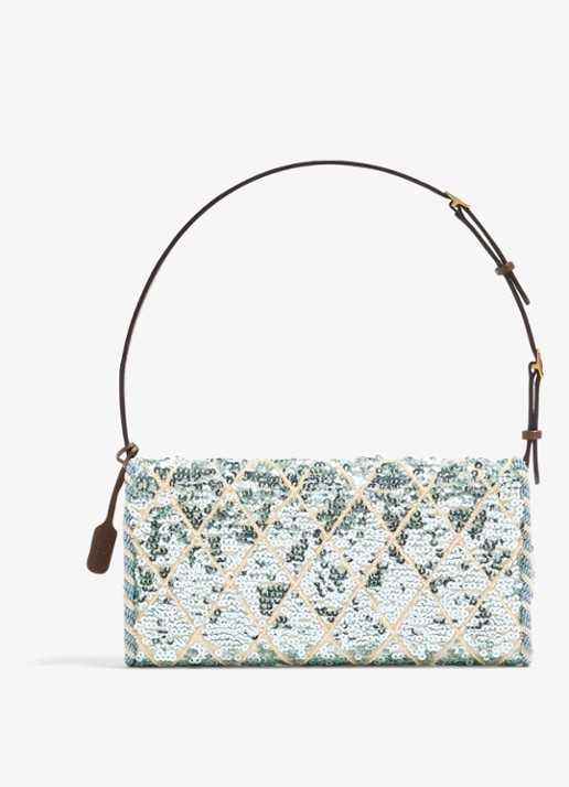 Valentino Garavani Small schoudertas met pailletten en leren details - achterkant 5 blauw