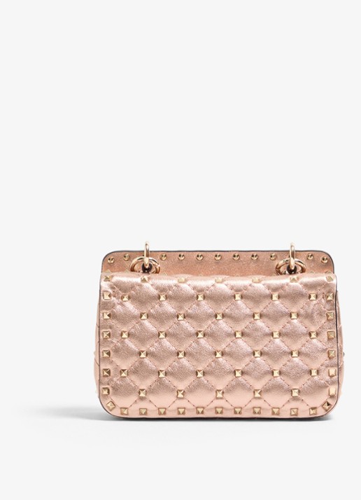 Valentino Garavani Small schoudertas van lamsleer met metallic finish - achterkant 6 oudroze