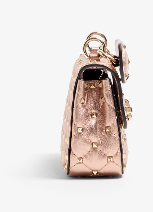 Valentino Garavani Small schoudertas van lamsleer met metallic finish - detail 3 oudroze