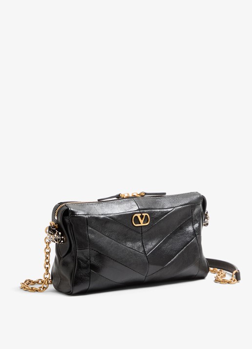 Valentino Garavani Small schoudertas van lamsleer - voorkant 5 zwart