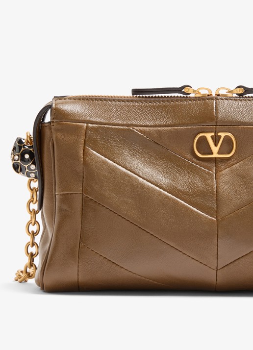 Valentino Garavani Small schoudertas van lamsleer - detail 3 bruin