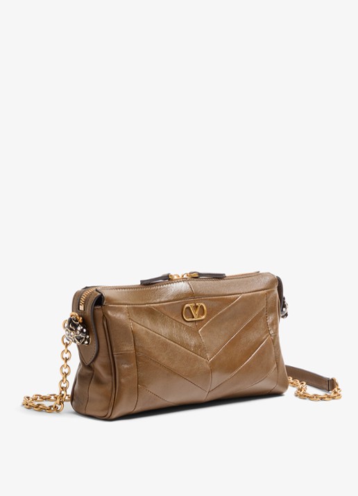 Valentino Garavani Small schoudertas van lamsleer - voorkant 6 bruin