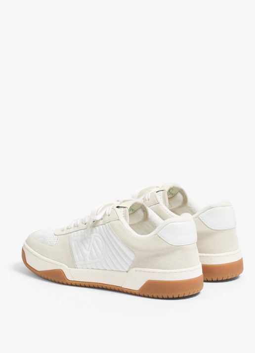 Valentino Garavani Sneaker van leer met suède details - achterkant 3 gebroken wit
