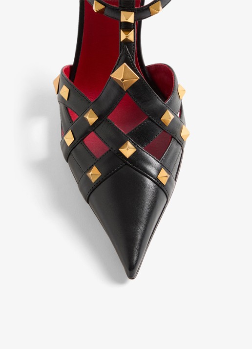 Valentino Garavani Studdy sandalette van geitenleer met studs - detail 4 zwart