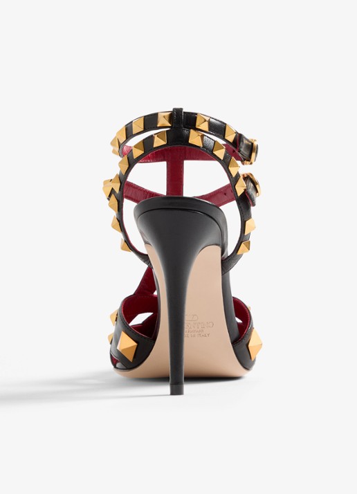 Valentino Garavani Studdy sandalette van geitenleer met studs - detail 5 zwart