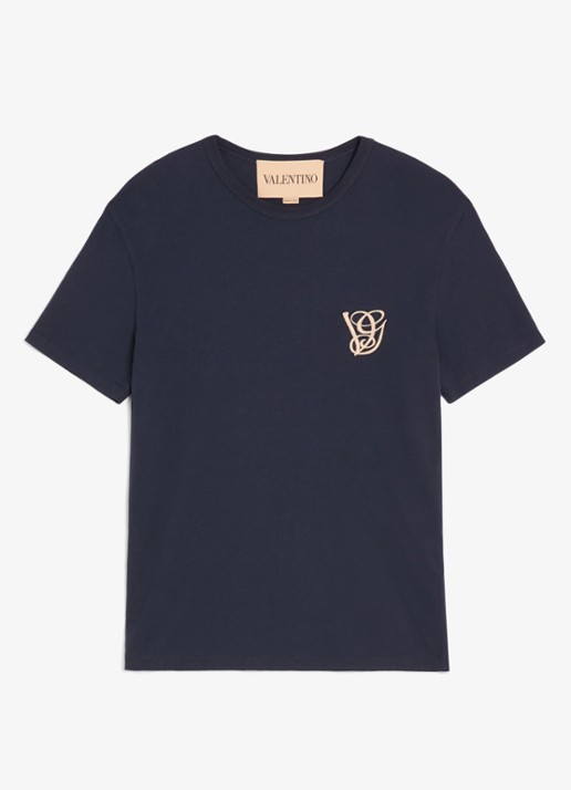 Valentino Garavani T-shirt met logo - voorkant 6 donkerblauw