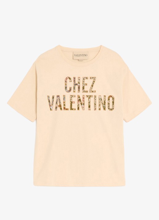Valentino Garavani T-shirt met logoborduring - voorkant 2 creme