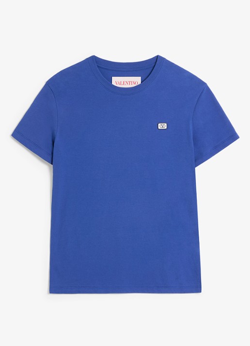 Valentino Garavani T-shirt met logoborduring - voorkant blauw