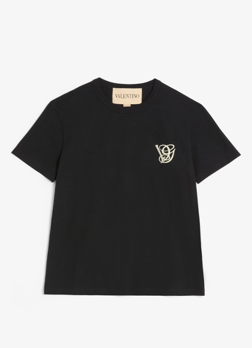 Valentino Garavani T-shirt met logoborduring - voorkant 7 zwart